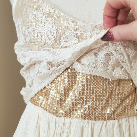 Ivory Hollister Spaghetti Strap Layered Dress - Picture 7 of 9